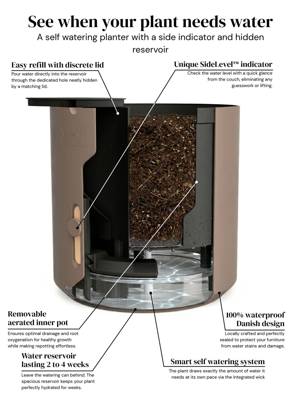 Dark brown selvvandingspotte hvordan den virker